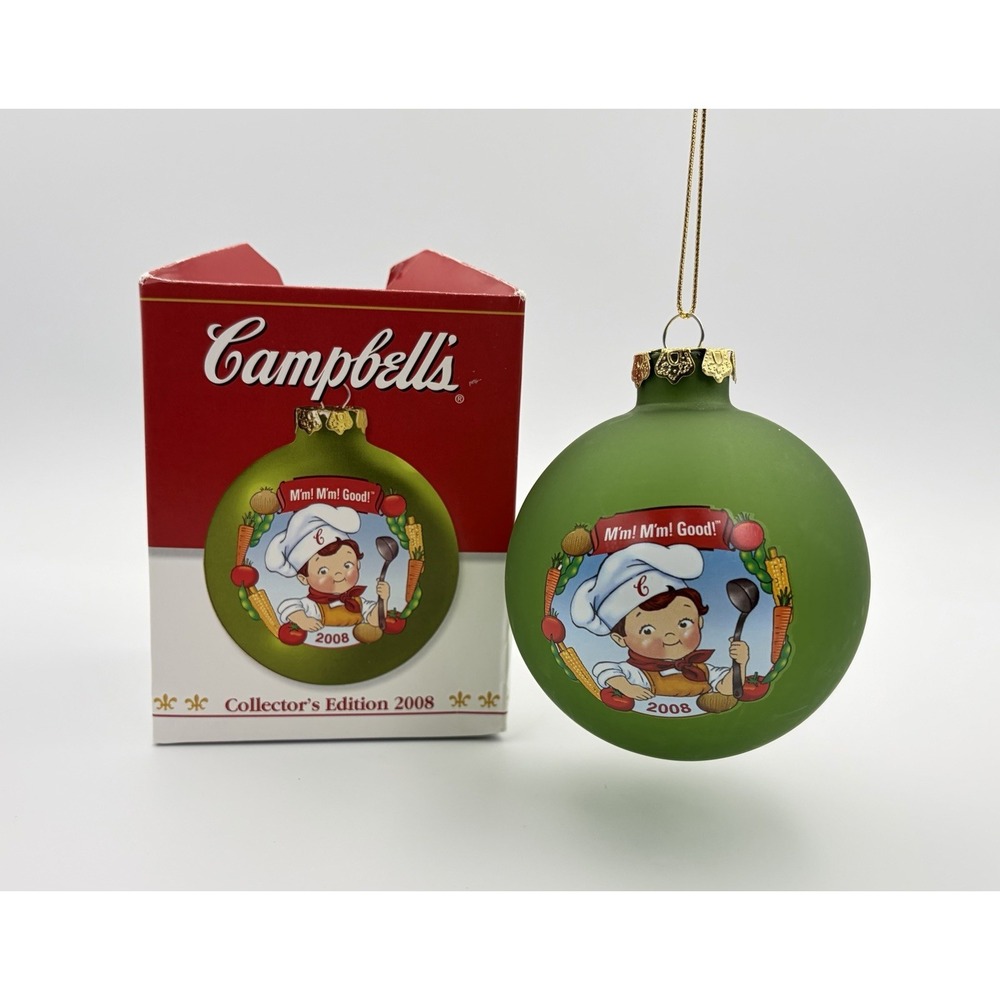 2008 Campbell's Soup Collector's Edition Christmas Ornament Kids Green Box